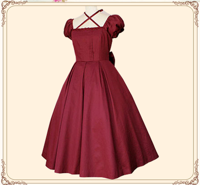 taobao agent Summer retro dress for princess, french style, with short sleeve, mid length