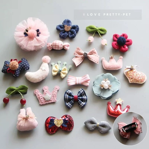 Не болит волосы ~ Симпатичная собачья волоса, педантичная украшения, плюшевые Йорксон Малзис Голова Цветок Сломанные волосы Клип