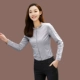 Áo sơ mi trắng dài tay phụ nữ tự tu xuân 2019 áo mới phụ nữ Han Fan cổ đứng bông đáy cộng áo nhung - Áo sơ mi