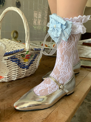 taobao agent Genuine small design lace socks, Lolita style, floral print