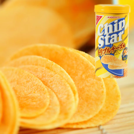 日本进口nabisco纳贝斯克chipstar浓厚3种芝士味薯片50g筒装1976年