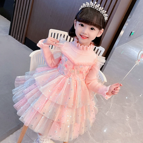 Осеннее флисовое шерстяное платье, юбка на девочку, осенний наряд маленькой принцессы, коллекция 2023, в западном стиле