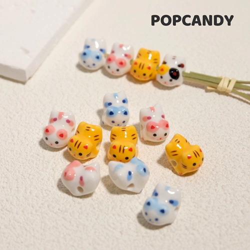 Милый кот из бисера, браслет с колокольчиками, ожерелье, сделай сам, ручная работа, милые животные, керамические украшения, аксессуары, бусины