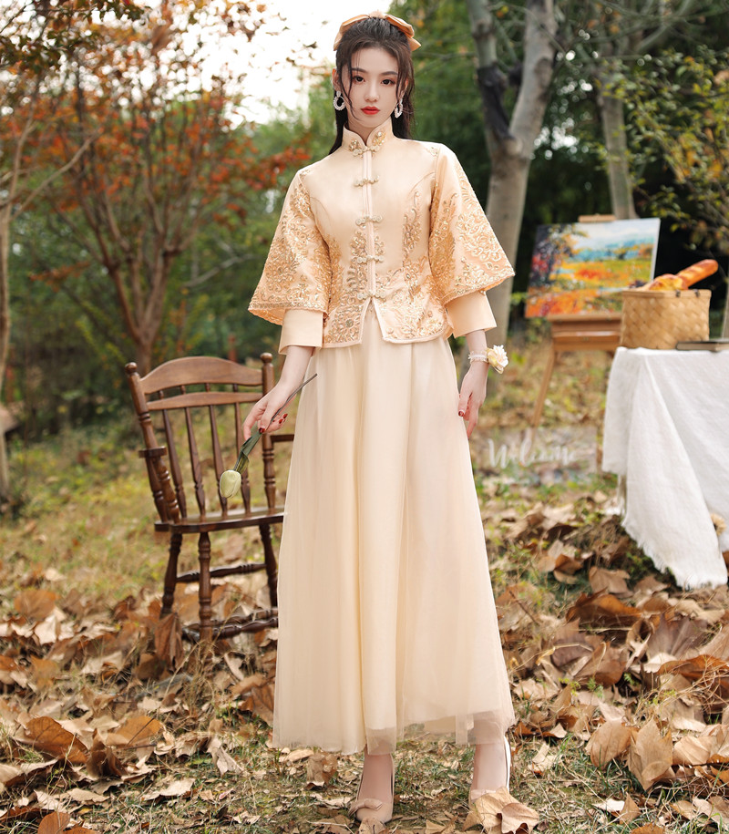  L+Champagne Chinese -style D double sleeve   + $1.73 