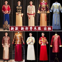 Традиционный свадебный наряд Сюхэ, мужское красное платье, дракон и феникс, китайский стиль