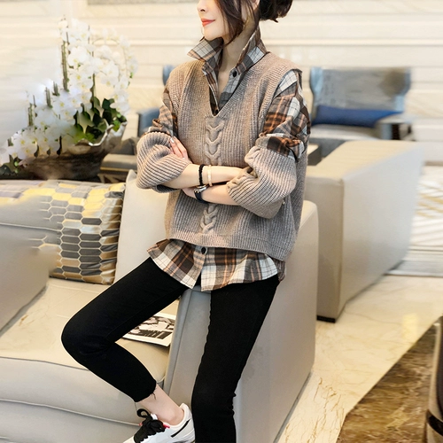 Жилет, рубашка, осенний комплект, в западном стиле, коллекция 2023, европейский стиль