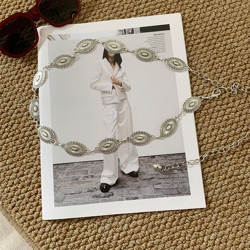 Retro Silver Metal Waist Chain Women's Belt With Skirt Waist Chain Waist Decoration_voghion.com