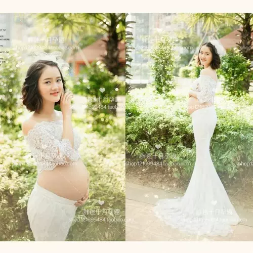 Свежая белая одежда подходит для фотосессий для беременных для отдыха, кружевной реквизит для фотографии