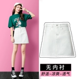 Летняя джинсовая юбка, брендовая мини-юбка, 2020, в корейском стиле, высокая талия, свободный крой