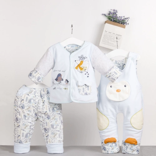 Детский осенний комплект подходит для мужчин и женщин для девочек, хлопковые стеганые удерживающие тепло подтяжки, 3 предмета, 0-1 лет