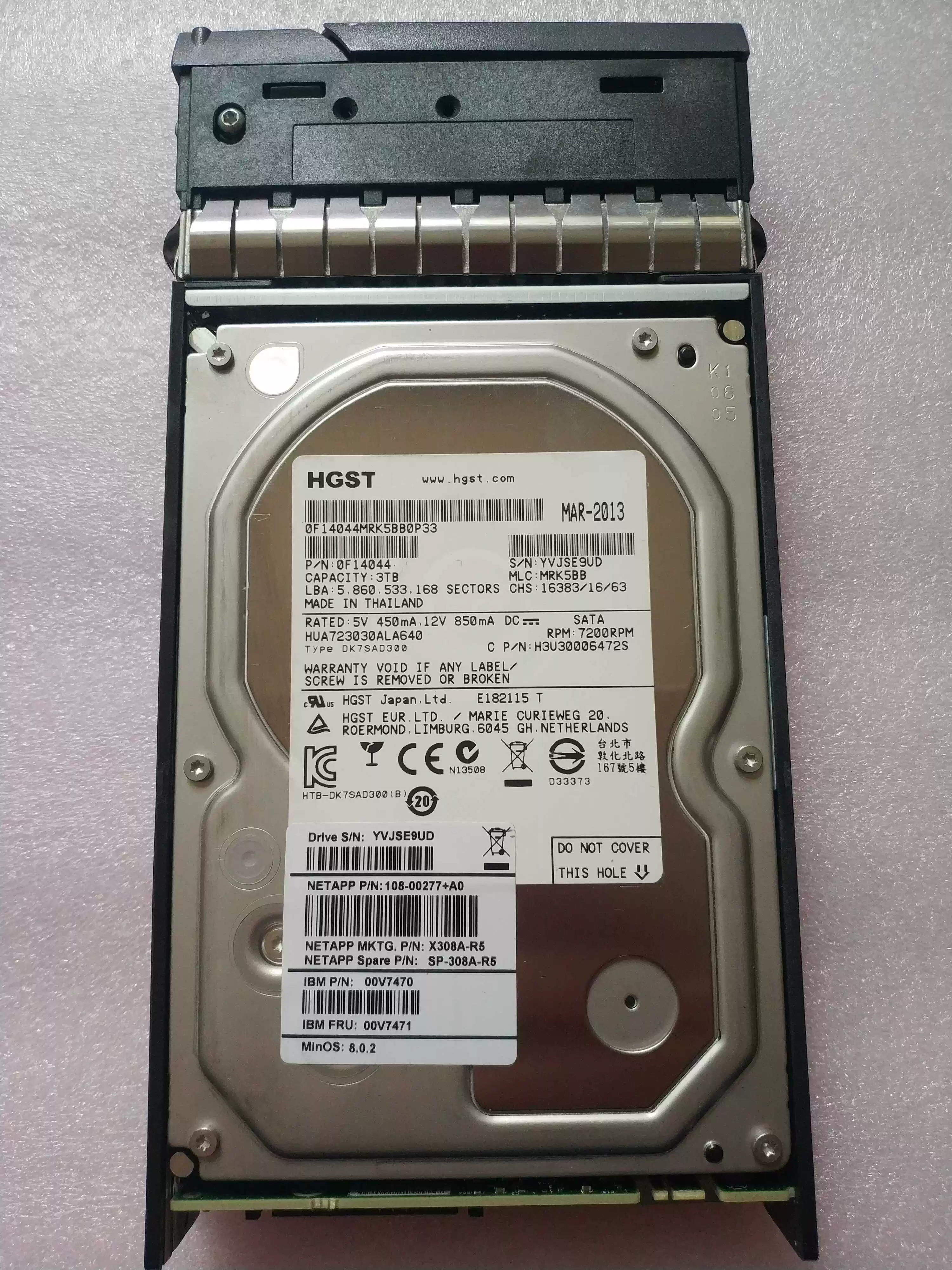 НетАПП 3Т 7.2K SAS 3.5 X308A-R5 Жесткий диск памяти X308A-R5 Tibett