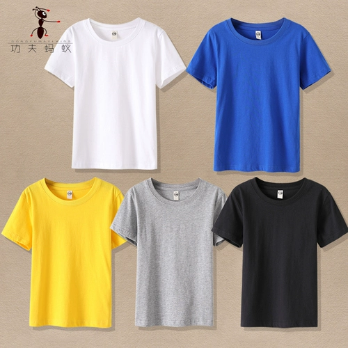 Детская белая тонкая летняя хлопковая футболка с коротким рукавом, форма для мальчиков для школьников, короткий рукав