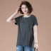 T-shirt của phụ nữ mùa hè ngắn tay cộng với chất béo cộng với kích thước của phụ nữ bông lỏng lẻo từ bi người mẹ trung niên là áo mỏng áo sơ mi nhỏ - Áo phông Áo phông