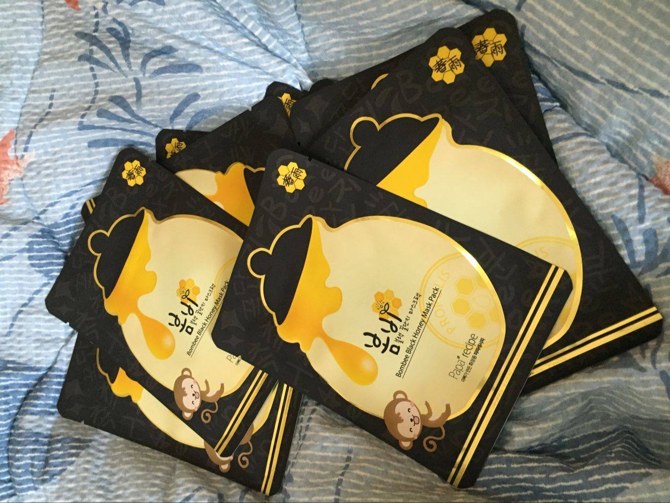 代购韩国正品paparecipe黑色春雨蜂蜜蜂胶面膜黑卢卡天然孕妇可用