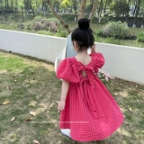 Летнее платье, наряд маленькой принцессы с бантиком, юбка, детская одежда, в западном стиле, с открытой спиной
