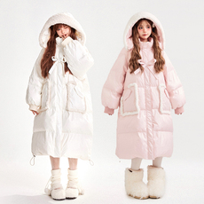 Женский пуховик 11sh97 长款羽绒服女冬季设计感连帽宽松加厚保暖绒外套棉袄大衣