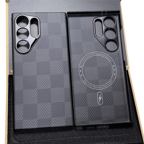 Carbon Fiber MagSafe Kickstand Metal – S25, S24, S23 Samsung Phone Case
