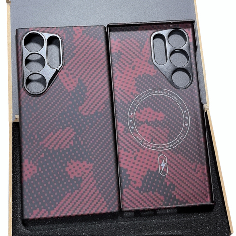 Carbon Fiber MagSafe Kickstand Metal – S25, S24, S23 Samsung Phone Case