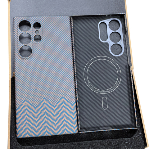 Carbon Fiber MagSafe Kickstand Metal – S25, S24, S23 Samsung Phone Case