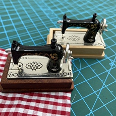 bjd场景道具娃屋 bjd配件【迷你台式推拉木盒缝纫机车模型】娃娃屋摆件 做旧衣车