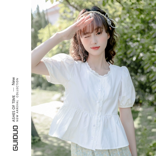 Белая кукла, летний корсет, рубашка, рукава фонарики, короткий рукав, коллекция 2022