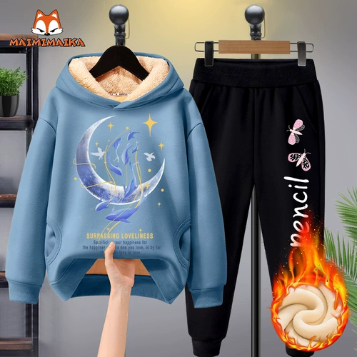 Утепленный осенний демисезонный комплект, детская спортивная утепленная толстовка, детская одежда, подходит для подростков, в западном стиле, 13 лет