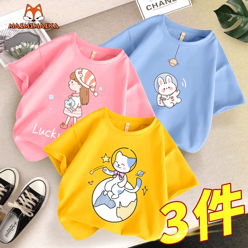 Детская футболка, хлопковая летняя одежда, 2021 года, оверсайз, подходит для подростков, в западном стиле