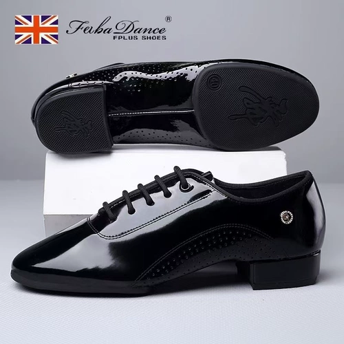 FB Мужская кожаная кожаная современная танцевальная обувь Патентная кожаная национальная стандартная соревнования по соревнованиям по соревнованиям по соревнованиям.