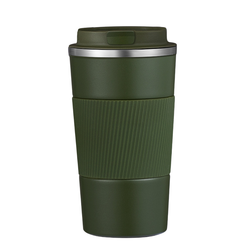 New German Stainless Steel Vacuum Coffee Cup Fashion Insulation Cup Creative Men's and Women's Handheld Car Cup Print lg (1627207:23926867043:sort by color:3rd generation spray molded military green 510ml)