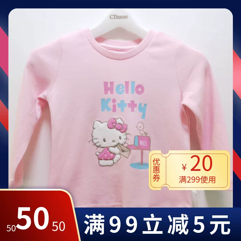 Hello Kitty, кака котик, летняя длинная рукава для девочек, детская одежда, 2020