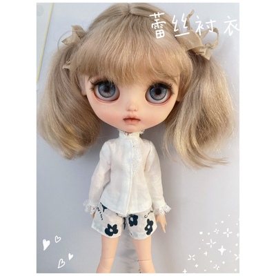 taobao agent Blythe small cloth doll jacket top long -sleeved lace shirt Azone body OB24 body baby clothes