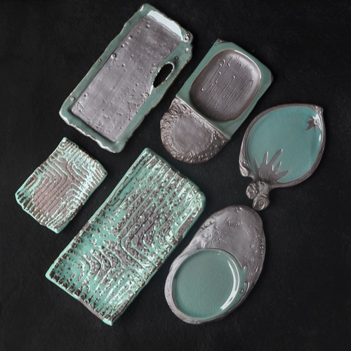 Бамбуковый сочный китайский стиль творческий фиолетовый песчаный лед, трескат от ретро -бонсай цветок горшок, соединение вода пластина цветочный горшок основание