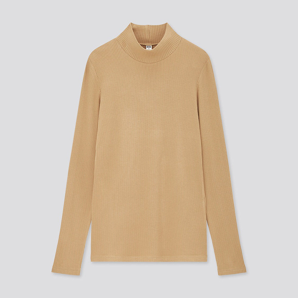 uniqlo women's rib high ne t-shirt (long sleeve) 428316 uniqlo