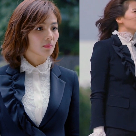 欢乐颂刘涛安迪同款荷叶领休闲时尚西装2016春夏季新款女