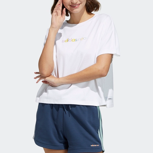 Adidas, короткий спортивный костюм с круглым воротником, футболка, короткий рукав, свободный крой, с печатью вашего логотипа