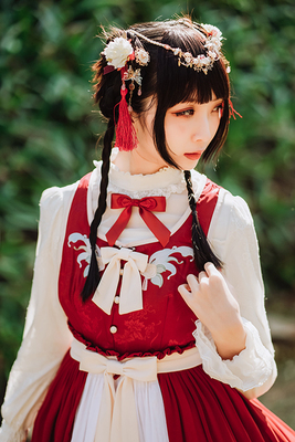 taobao agent [Jinse] series of Chinese style JSK vest skirts (including cover skirt) New Year. Red limited spot