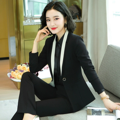 Черный модный комплект, элитный пиджак классического кроя, комбинезон для отеля