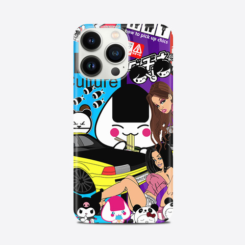 Glossy Sticker Bomb Illustration Pattern – Funny Animal Movies – Pro/Plus/Max/Air – 17, 16, 15, 14, 13, 12 iPhone Case
