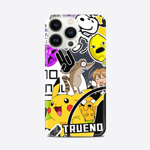 Glossy Sticker Bomb Illustration Pattern – Funny Animal Movies – Pro/Plus/Max/Air – 17, 16, 15, 14, 13, 12 iPhone Case