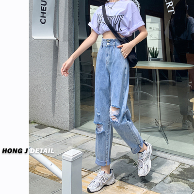 taobao agent Demi-season light jeans, high waist, fitted