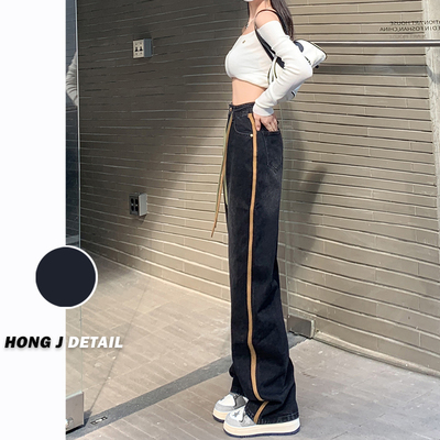 taobao agent Black demi-season jeans, high waist