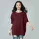 Áo thun dài tay phụ nữ plus size rộng rãi phiên bản Hàn Quốc của cotton trắng tinh khiết hàng đầu 2020 mới mùa hè nửa tay trong thủy triều - Áo phông