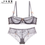 少女美屋 Демисезонное сексуальное ультратонкее нижнее белье, комплект, поролоновый тонкий бюстгалтер, французский стиль