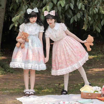 taobao agent Velvet genuine cute dress, lifting effect, Lolita style, high waist, Lolita Jsk