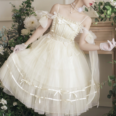 taobao agent *White Tea Qinghuan*Plush Original Elegant Lolita generates color jsk puff skirt Fairy suspender small gauze skirt