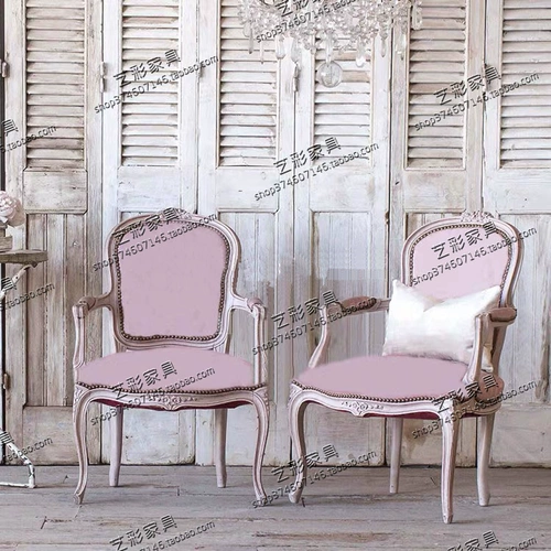 Французский пастырский сплошной дерево резьба с одиночным диваном кресло с розовой ткани выставка приемная кресло для переговоров по строительству теневого здания