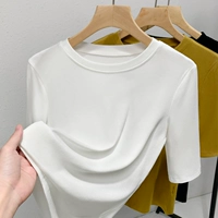 Белая круглая круглая шея средняя рукава