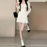 Абрикосовая короткая мини-юбка, платье, расширенная ретро небольшая дизайнерская сексуальная юбка, популярно в интернете, изысканный стиль, тренд сезона