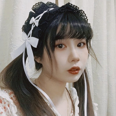 taobao agent Black and white headband, silk hair accessory, cute hairgrip, Lolita style