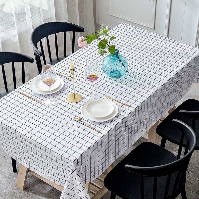 nordic tablecloth fabric cotton linen waterproof and oil-proof disposable rectangular pvc tea table cloth table mat desk ins students